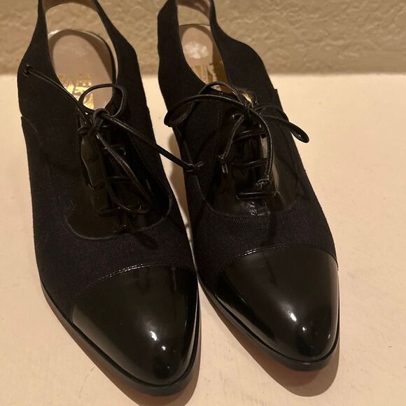 Salvatore Ferragamo 9.5 AAAA Slingback Mule Heels Black Patent Leather Witchy - Picture 11 of 12